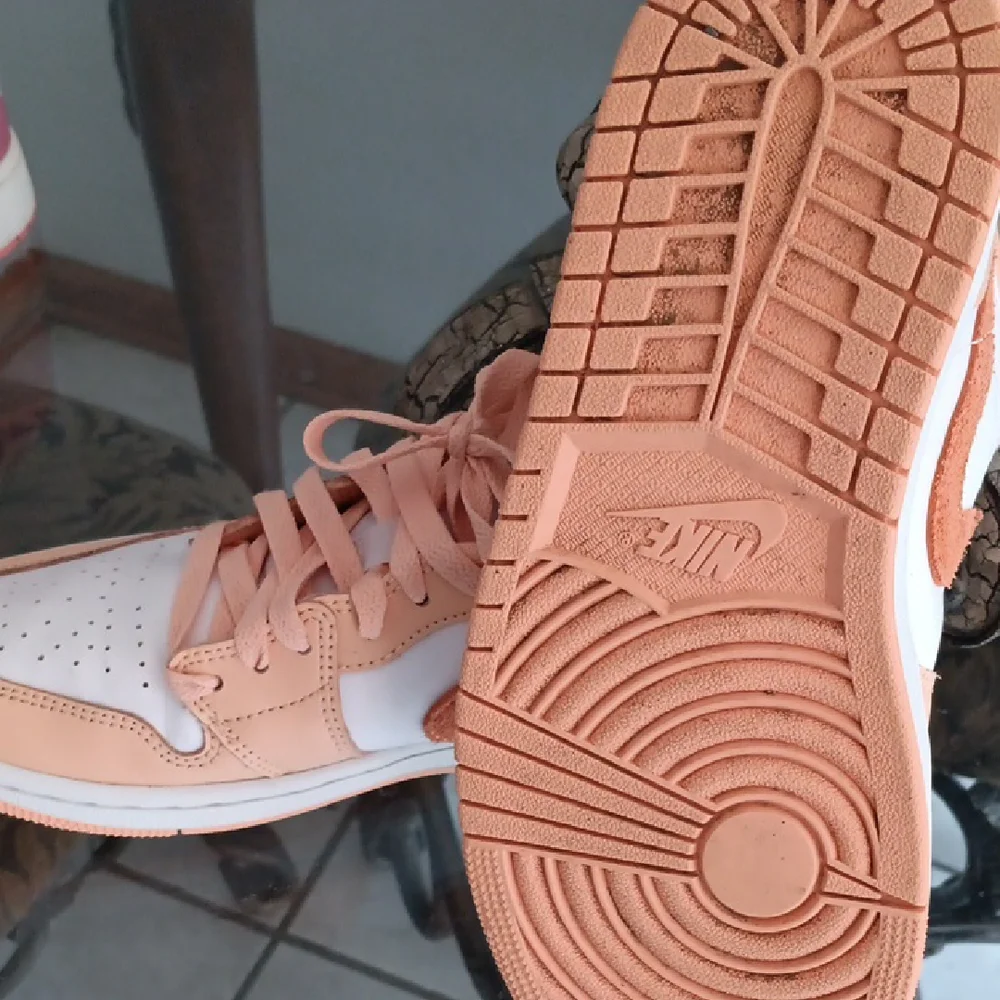 Jordan Women's Peach and White Sneakers - Picture 3 of 3